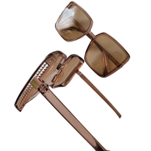 Oversized Sunglasses Square Big Frame Anti-Ultraviolet Champagne Color NEW - Picture 10 of 13